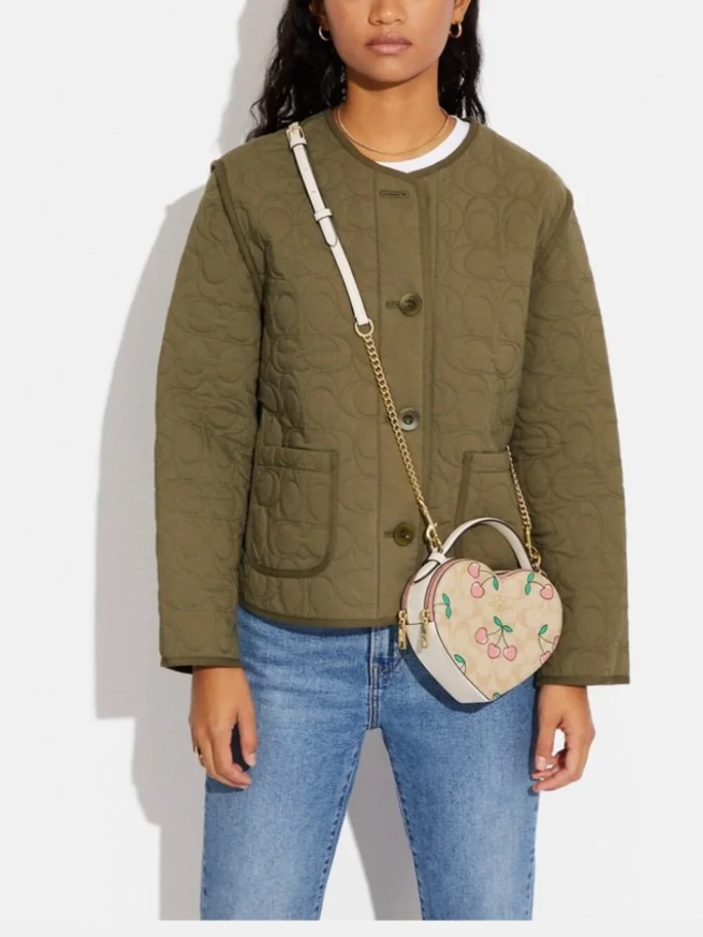 NEW COACH Heart Crossbody In Signature Canvas With Heart Cherry Print CE653